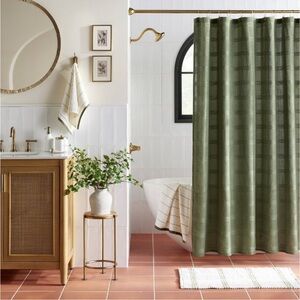 Hearth & Hand Magnolia green woven shower curtain